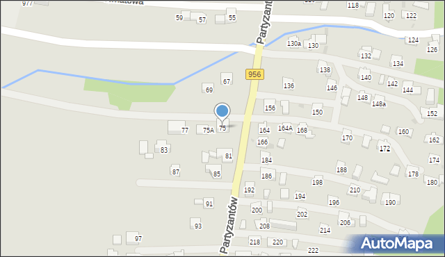 Sułkowice, Partyzantów, 75, mapa Sułkowice