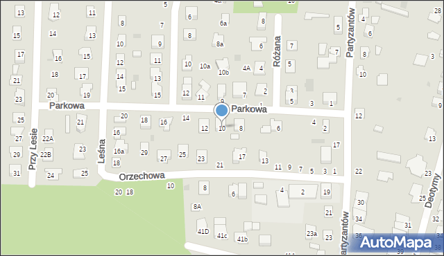 Świdnik, Parkowa, 10, mapa Świdnika