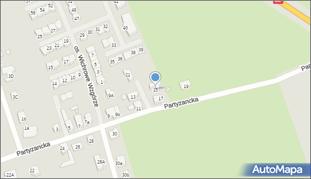 Świebodzin, Partyzancka, 15, mapa Świebodzin