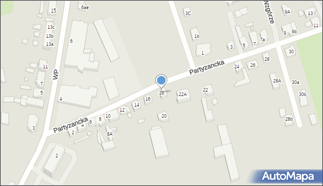 Świebodzin, Partyzancka, 18, mapa Świebodzin