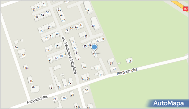 Świebodzin, Partyzancka, 21, mapa Świebodzin