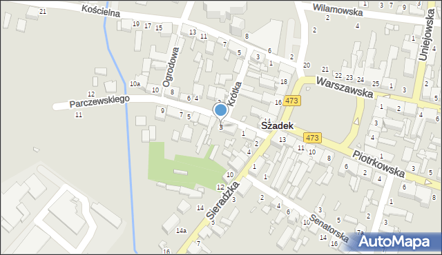 Szadek, Parczewskiego, 3, mapa Szadek