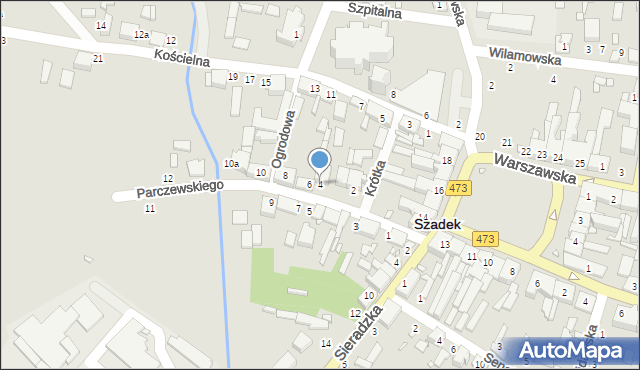 Szadek, Parczewskiego, 4, mapa Szadek