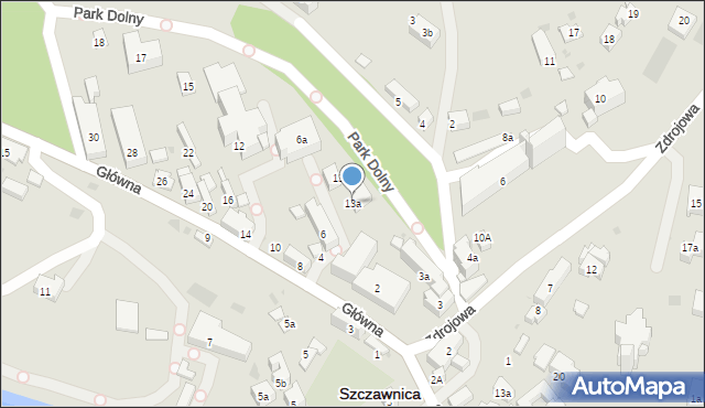 Szczawnica, Park Dolny, 13a, mapa Szczawnica
