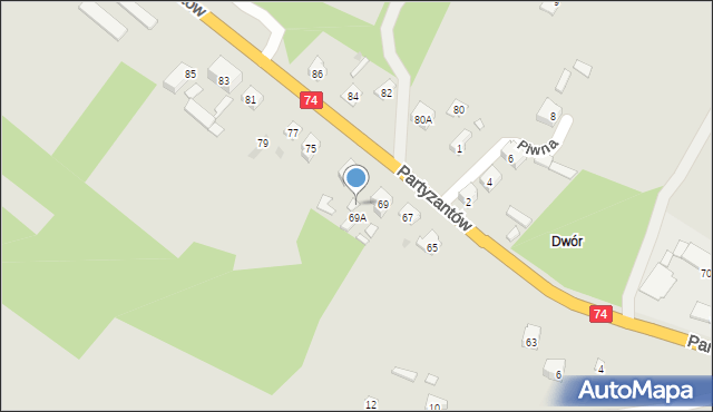 Szczebrzeszyn, Partyzantów, 71, mapa Szczebrzeszyn