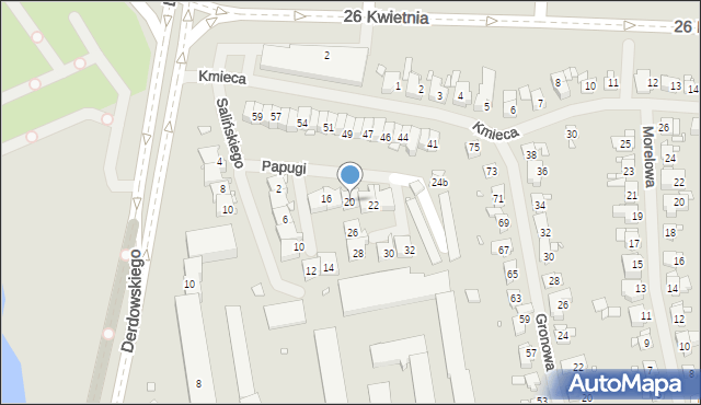 Szczecin, Papugi Jana, 20, mapa Szczecina