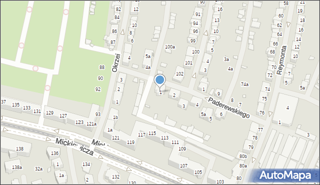 Szczecin, Paderewskiego Ignacego Jana, 1, mapa Szczecina