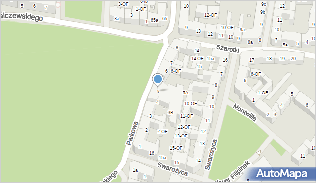 Szczecin, Parkowa, 5, mapa Szczecina