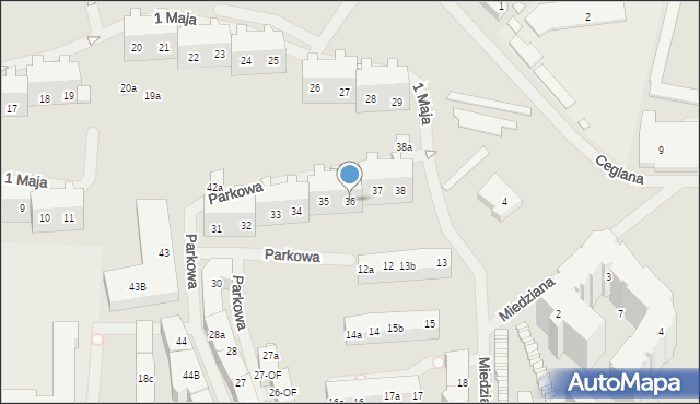 Szczecin, Parkowa, 36, mapa Szczecina