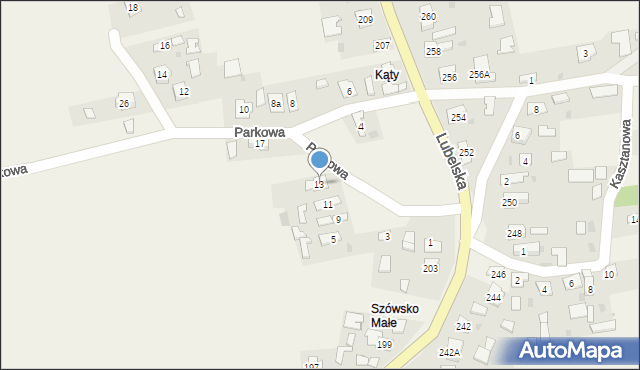 Szówsko, Parkowa, 13, mapa Szówsko