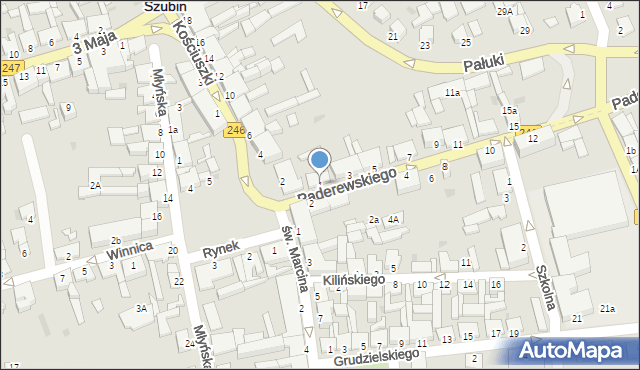 Szubin, Paderewskiego Ignacego Jana, 1, mapa Szubin