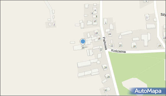 Szymanowice, Parkowa, 20, mapa Szymanowice