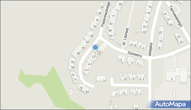 Tarnobrzeg, Paderewskiego Ignacego Jana, 105, mapa Tarnobrzegu