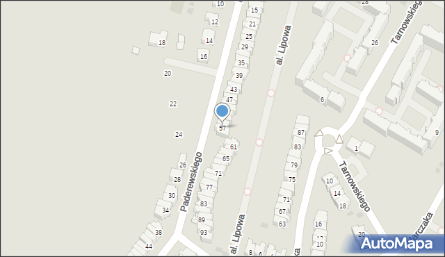 Tarnobrzeg, Paderewskiego Ignacego Jana, 57, mapa Tarnobrzegu