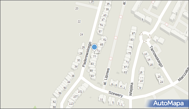 Tarnobrzeg, Paderewskiego Ignacego Jana, 75, mapa Tarnobrzegu