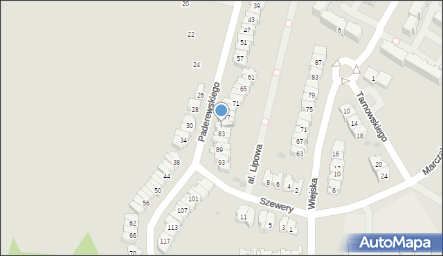 Tarnobrzeg, Paderewskiego Ignacego Jana, 81, mapa Tarnobrzegu