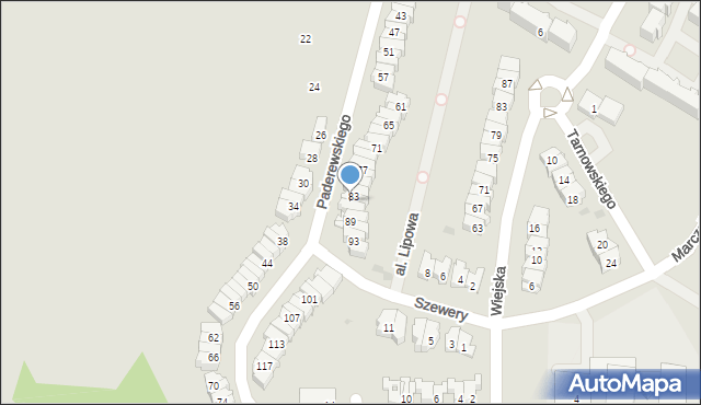 Tarnobrzeg, Paderewskiego Ignacego Jana, 85, mapa Tarnobrzegu