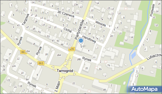 Tarnogród, Partyzantów, 2, mapa Tarnogród