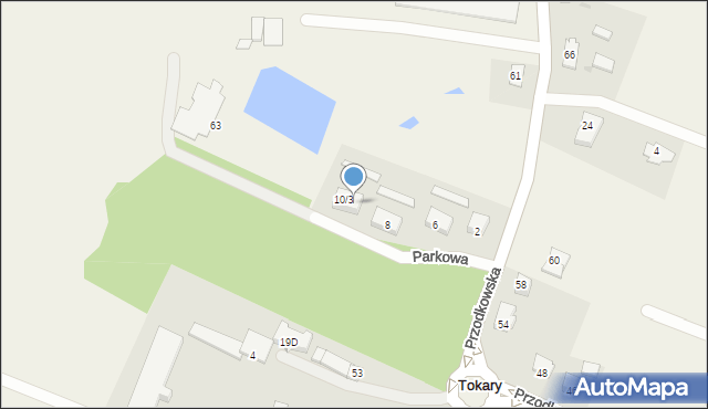 Tokary, Parkowa, 10/4, mapa Tokary