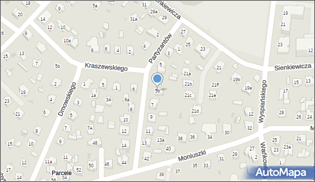 Tomaszów Lubelski, Partyzantów, 5b, mapa Tomaszów Lubelski