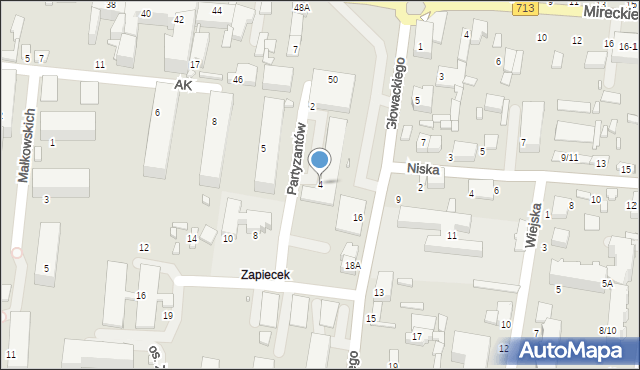Tomaszów Mazowiecki, Partyzantów, 4, mapa Tomaszów Mazowiecki