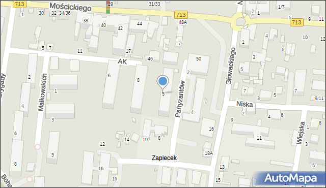 Tomaszów Mazowiecki, Partyzantów, 5, mapa Tomaszów Mazowiecki