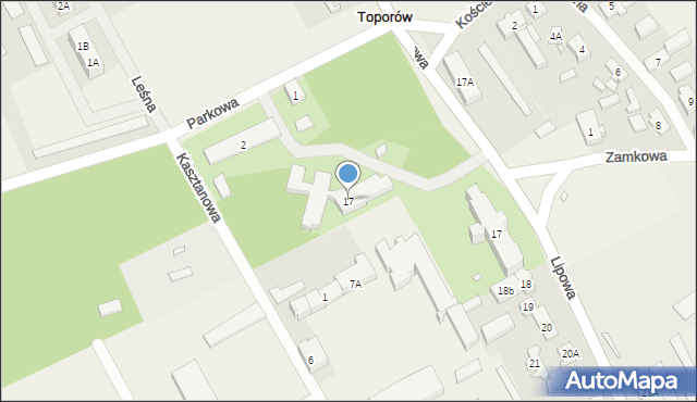 Toporów, Parkowa, 17, mapa Toporów