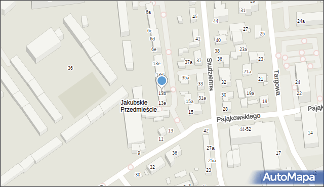 Toruń, Pająkowskiego Gerarda, 13b, mapa Torunia