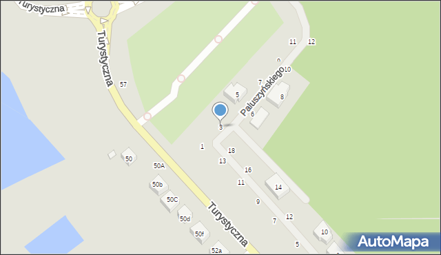 Toruń, Paluszyńskiego Stanisława, ks., 3, mapa Torunia