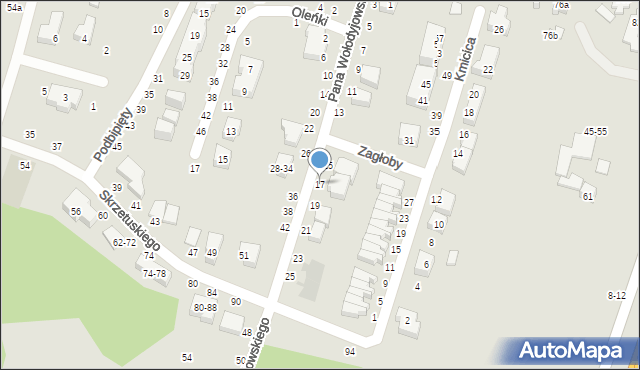 Toruń, Pana Wołodyjowskiego, 17, mapa Torunia