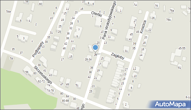 Toruń, Pana Wołodyjowskiego, 26, mapa Torunia