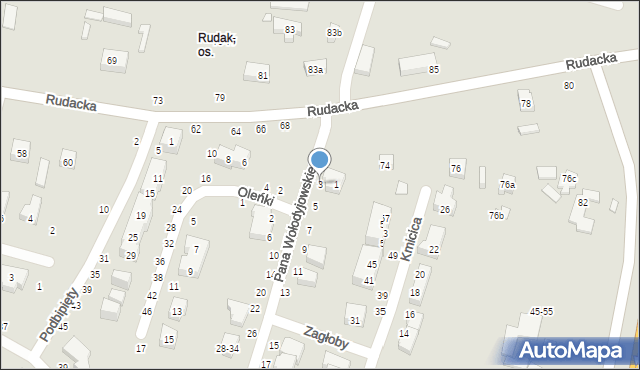 Toruń, Pana Wołodyjowskiego, 3, mapa Torunia