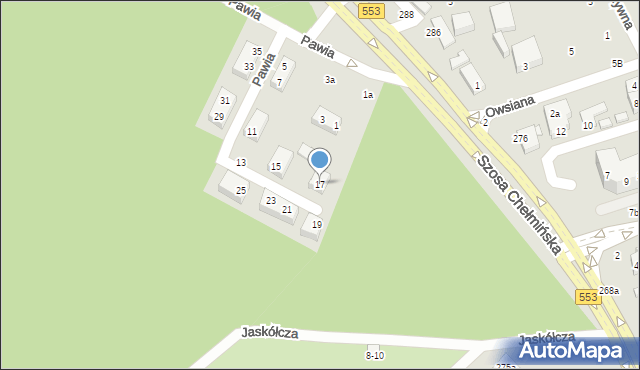 Toruń, Pawia, 17, mapa Torunia