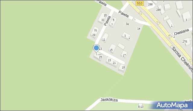 Toruń, Pawia, 27, mapa Torunia