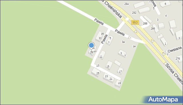 Toruń, Pawia, 29, mapa Torunia