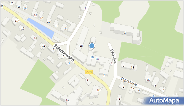 Trzebiechów, Parkowa, 1a, mapa Trzebiechów