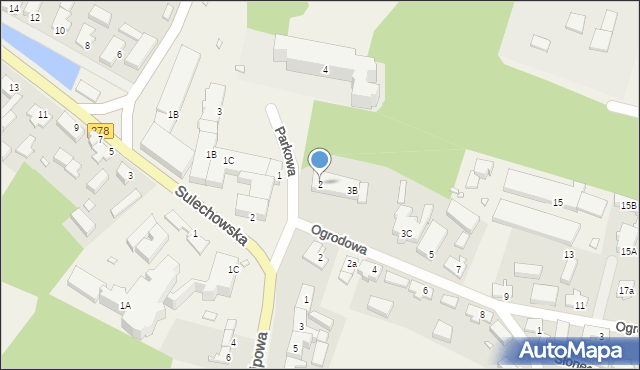 Trzebiechów, Parkowa, 2, mapa Trzebiechów