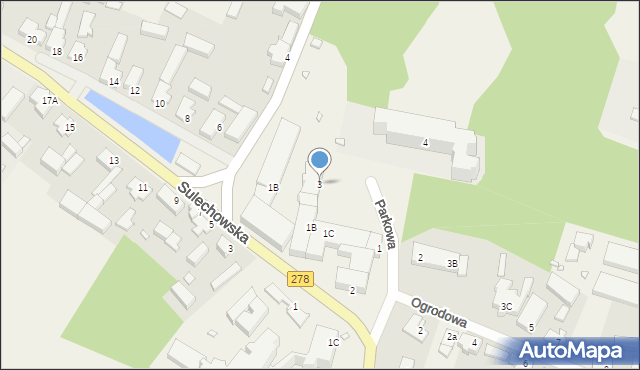 Trzebiechów, Parkowa, 3, mapa Trzebiechów