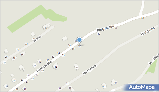 Tuchów, Partyzantów, 57, mapa Tuchów