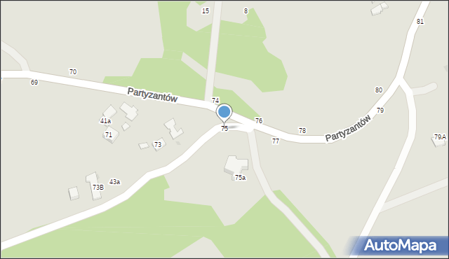 Tuchów, Partyzantów, 75, mapa Tuchów