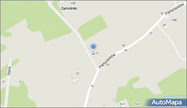 Tuchów, Partyzantów, 84, mapa Tuchów