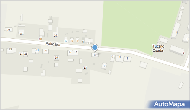 Tuczno, Pakoska, 11, mapa Tuczno