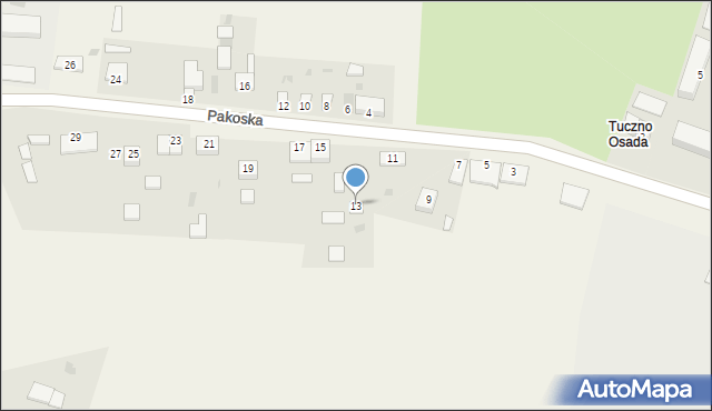 Tuczno, Pakoska, 13, mapa Tuczno