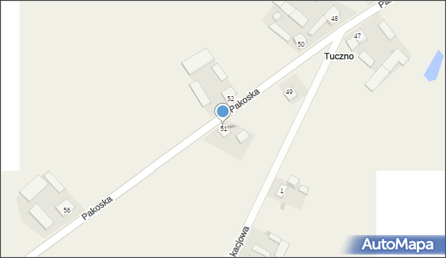 Tuczno, Pakoska, 51, mapa Tuczno