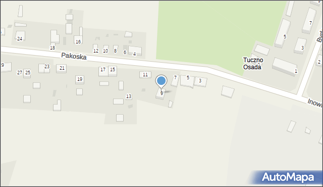 Tuczno, Pakoska, 9, mapa Tuczno