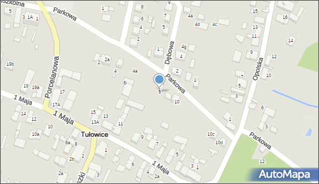 Tułowice, Parkowa, 8, mapa Tułowice