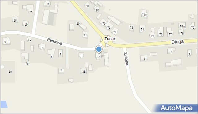 Turze, Parkowa, 2, mapa Turze