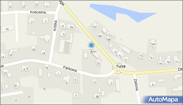 Turze, Parkowa, 20, mapa Turze