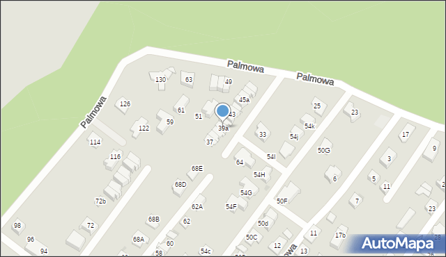 Tychy, Palmowa, 39a, mapa Tychów