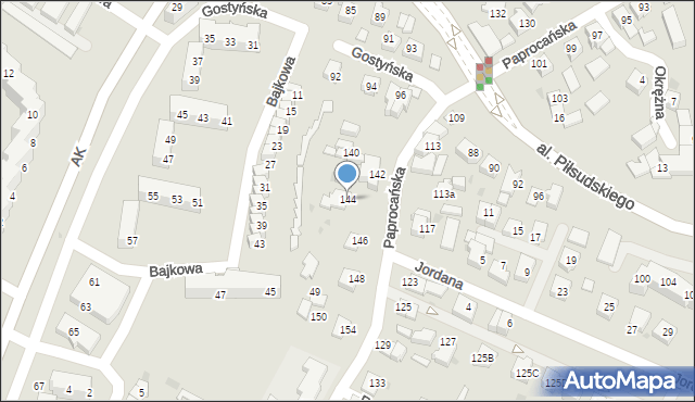 Tychy, Paprocańska, 144, mapa Tychów